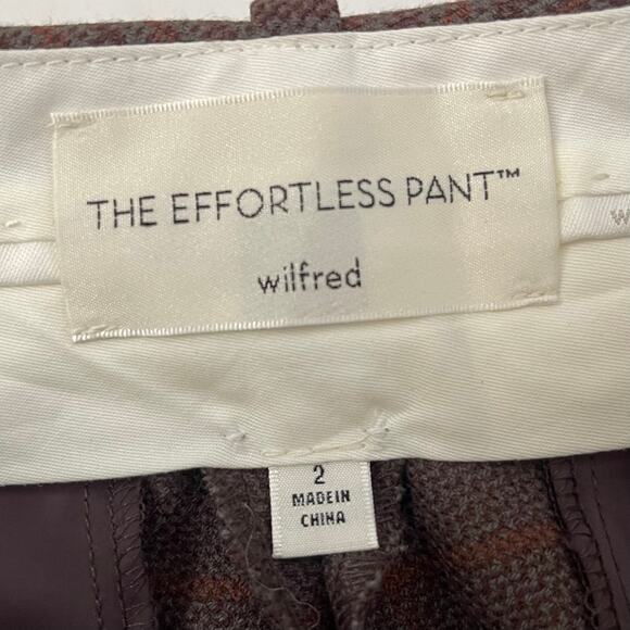 Aritzia Wilfred The Effortless Pant - Brown Plaid - Wide Leg Trouser - Size 2 - Picture 4 of 6